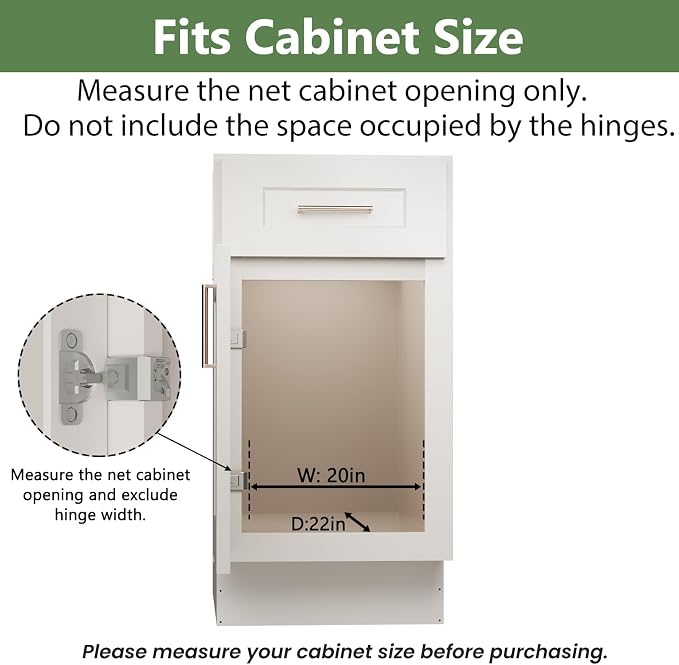 2 Tier Individual Pull Out Cabinet Organizer 19½" W x 21½" D, Heavy Duty Cabinet Pull Out Shelves, Slide Out Drawers Organization for Kitchen Cabinets Bathroom
