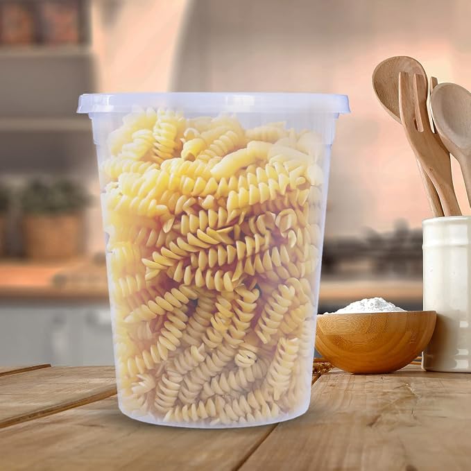 Deli Food Container (24 set - 32 oz) | with Lids - For Storage, Slime, Takeout, Leftovers Includes Air-Tight Lids, Ideal for Soups, Stews, and Meal Prep