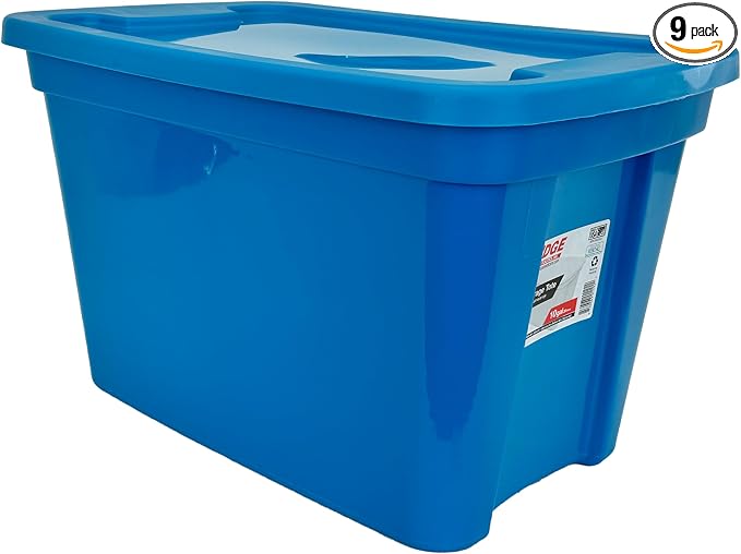 Edge Plastics Classic Storage Tote, durable storage in for home or garage with secure snap lid designed for stacking (9, Aqua, 10 Gallon)