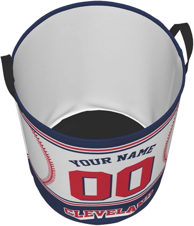 Custom Cleveland Laundry Hamper Personalized Laundry Basket Customized Name And Number Collapsible Storage Basket for Bedroom Bathroom Living Room Baseball Fan Gifts