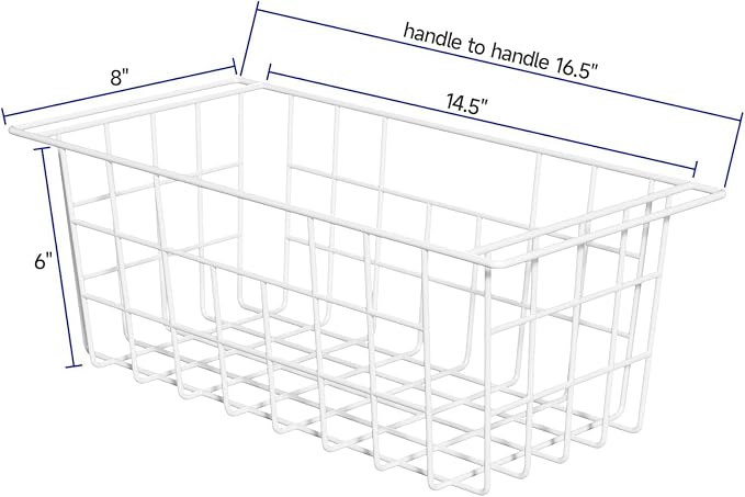 SANNO Chest Freezer Baskets Organizer, Deep Freezer Baskets Bin Sturdy Metal Wire freezer storage Organizer for Home Kitchen,16.5in