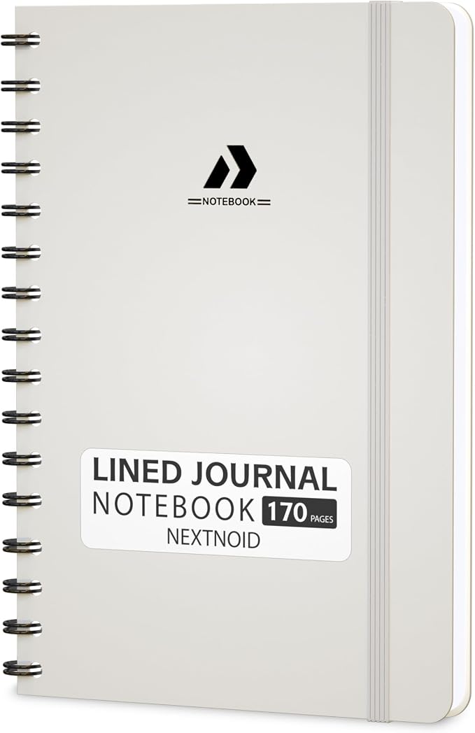 Nextnoid Lined Spiral Notebook Journal For Women & Men - A5(5.8" x 8.3") 170 Pages, Hardcover Notebooks for Work & Note Taking, College Ruled Journals for Writing - Beige