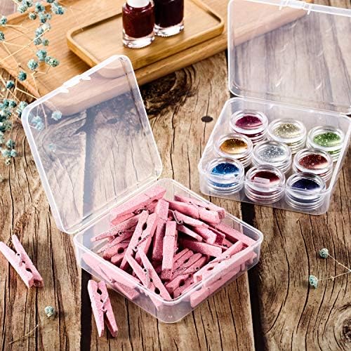 SATINIOR 24 Pcs Small Clear Plastic Container Box, 3.7 x 3.7 x 1.2 in