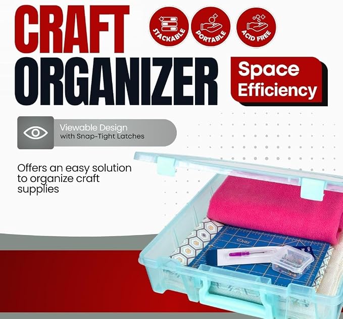 ArtBin 6955AA Super Satchel Compartment Box Clear Craft Organizer Storage Case - Aqua (Pack of 3)