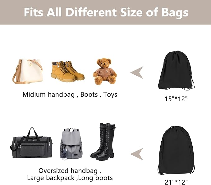 LAKE OF FIRE 4 Pcs Boot Bag for Cowboy Boots - Travel Boot Storage Shoes Bag for Cowboy Boot Protection Black(21" X 12")