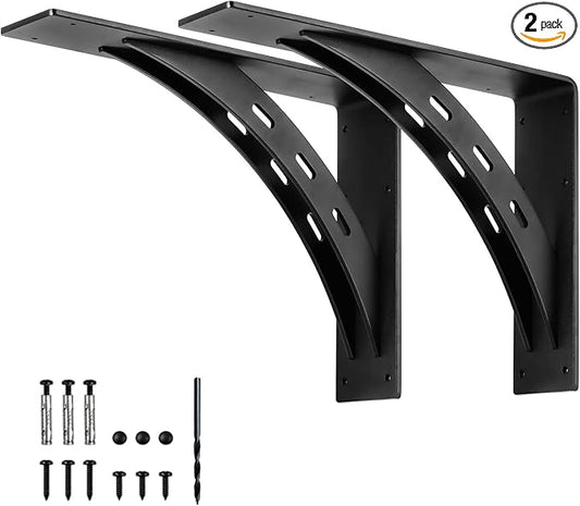 Heavy Duty Shelf Brackets (Set of 2) - 16" x 12" Max Load 1100 Lbs - Premium Alloy Metal Mantel Brackets