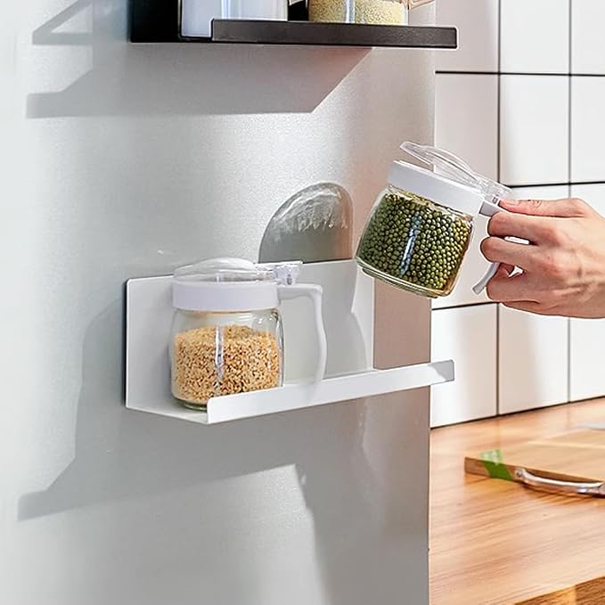 WAYUTO Magnetic Fridge Shelf, Metal Refrigerator Organizer Shelf with Strong Magnets for Kitchen, Locker, Office and Whiteboard Storage, White