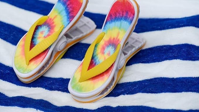 O2COOL BocaClips Beach Towel Clips Patio Pool Tie Dye Flip Flop 2pk | Yes