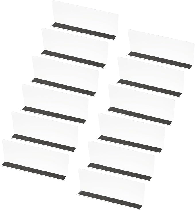 PATIKIL 12 Pack Shelf Dividers for Closet Organization, 11x1.57x3.9 Acrylic Magnetic Closets Separator Kitchen Cabinet Shelves Under Bed Blocker for Bedroom Kitchen Office, Clear
