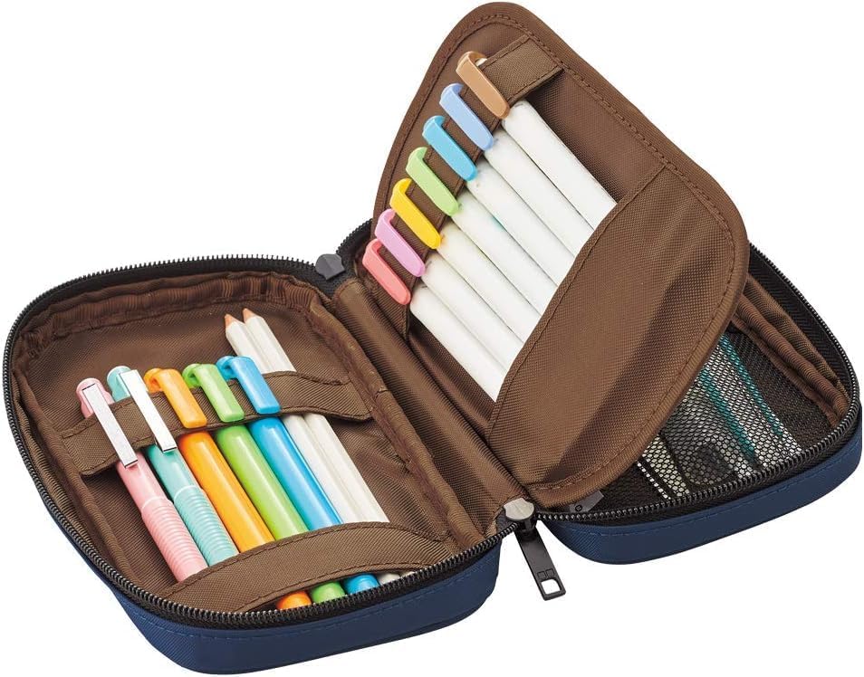 LIHITLAB Large Capacity Zipper Pencil Case For School Office College, Big Capacity 4 Compartments Pencil Bag Holder Adults Teen Boys Girls, Travel Cosmetics Storage, Navy Camo (A7551-132)