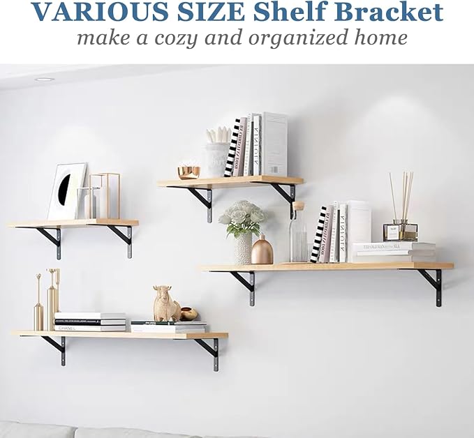 Shelf Brackets 6 Pack 18 inch Heavy Duty Metal L Brackets for Shelf 18"x12" Black Iron Wall Mount Screw Included