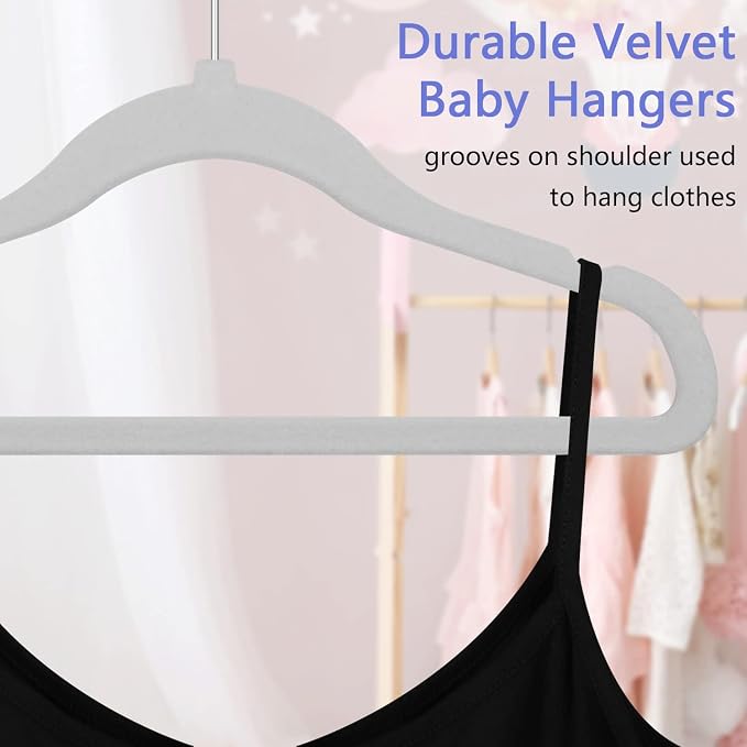 GoodtoU Kids Hangers Velvet 50 Pack 14" - Kids Felt Hangers Non Slip Toddler Hanger Childrens Hanger for Kid