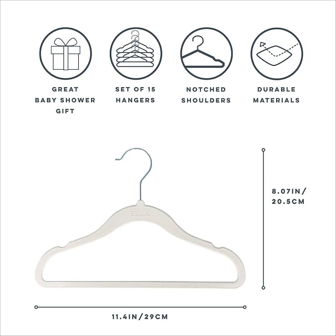 3 Sprouts Baby Closet Organizer Set, 15 Hangers, 8 Dividers, Cream/Neutral | 15 velvet hangers, 8 size dividers, Baby clothes closet dividers, Infant to toddler clothing, Matching nursery colors