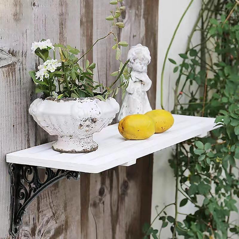 Decorative Shelf Bracket 8 inch, Rustic Black Iron Brackets for Shelving, Heavy Duty Vintage, DIY Projects, Hardware Inc
