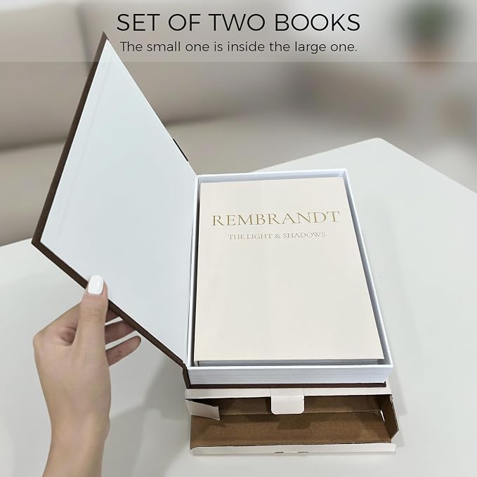 Set of 2 Linen Decorative Books with Hidden Storage – Chic Housewarming & Christmas Gift Idea, Monochrome Faux Book Box for Shelf and Coffee Table Decor (White & Black)
