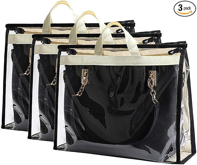 Outgeek 3PCS Purse Storage Bag Organization Purse Dust Bag Organizer Clear Plastic Lightweight Protective Waterproof Handbag Protector