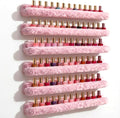 YMVV Nail Polish Wall Shelf - 15-Inch Furry Plush Display & Organizer Rack, Holds 60+ Polishes, Soft Ledge for Bedroom, Bathroom, Salon - Protects Bottles from Scratches，6 Pack Pink