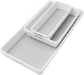 madesmart 3 Bin Drawer Organizer Set, Multi Purpose Storage for Utensils, Office & Bathroom, Organizer for Cutlery, Peeling Tools, Spatulas, Soft Grip Lining, Durable & Easy to Clean, White