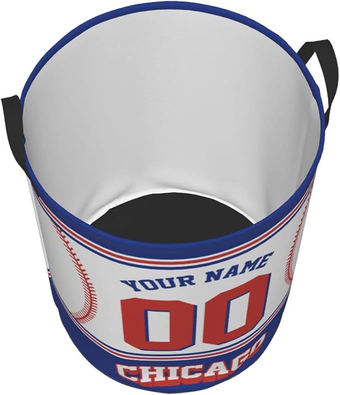 Chicago Custom Laundry Hamper Personalized Laundry Basket Customized Name And Number Collapsible Storage Basket for Bedroom Bathroom Living Room Baseball Fan Gifts