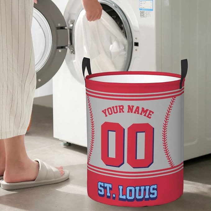 Custom Laundry Hamper Personalized Laundry Basket Customized Name And Number Collapsible Storage Basket for Bedroom Bathroom Living Room Baseball Fan Gifts