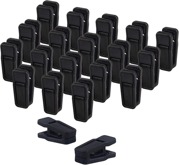 Premium Heavy Duty ABS Plastic Slim-line Hanger Set of Finger Clips for Velvet Hangers - 20 Pack (Black)