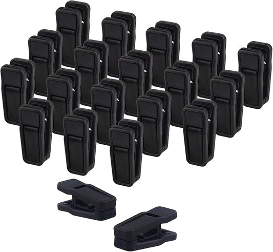 Premium Heavy Duty ABS Plastic Slim-line Hanger Set of Finger Clips for Velvet Hangers - 20 Pack (Black)
