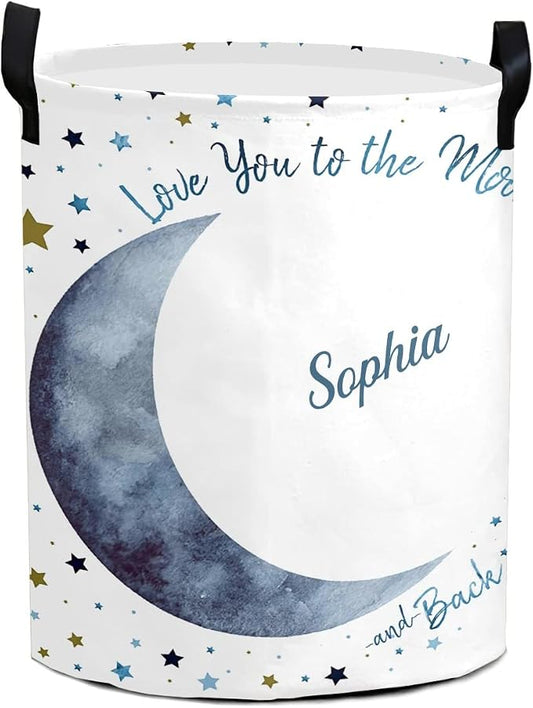 Love You to the Moon and Back Laundry Basket Hamper Large Storage Bin with Handles for Gift Baskets, Bedroom, Clothes