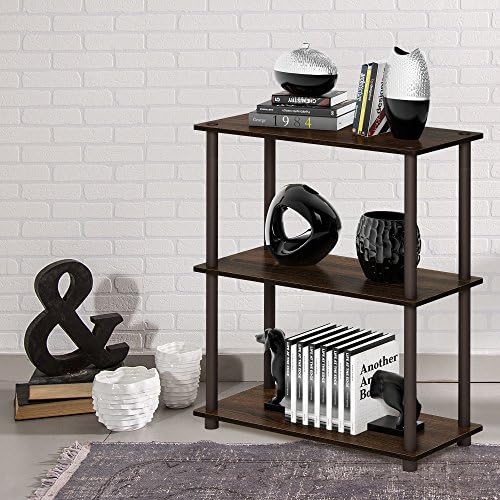 Furinno TURN-N-TUBE Storage Shelves, 3-Tier Book Shelf, Corner Shelf, Toolless Open Shelves, for Organization and Storag