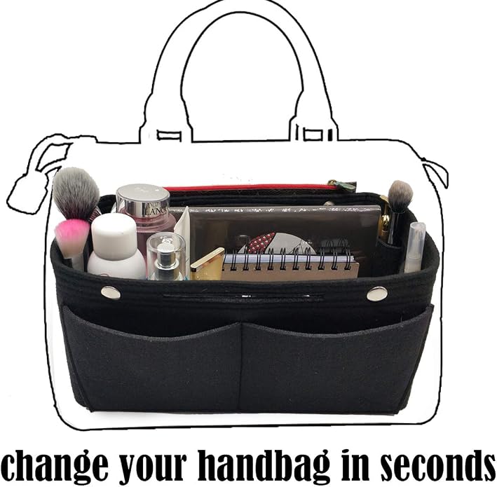 LEXSION Felt Purse Organizer Insert Multi Pocket Bag Organizer Shaper | zipper bag, tote shaper, multi pocket bag, handbag shaper, various sizes