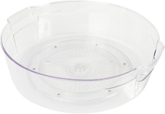Kitchen Spaces Large Lazy Susan Organizer Bin, Pantry Rack or Deep Cabinet Turntable Shelf Storage, High Sides to Prevent Spills, BPA-Free Plastic, Clear and Sturdy with Full Spin