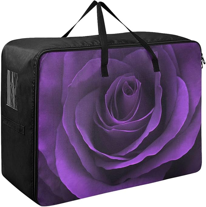 Blueangle Multipurpose Moisture Proof Foldable Purple Rose Storage Bag for Clothes Comforter Quilt Bedspread Pillow Blanket (100L)