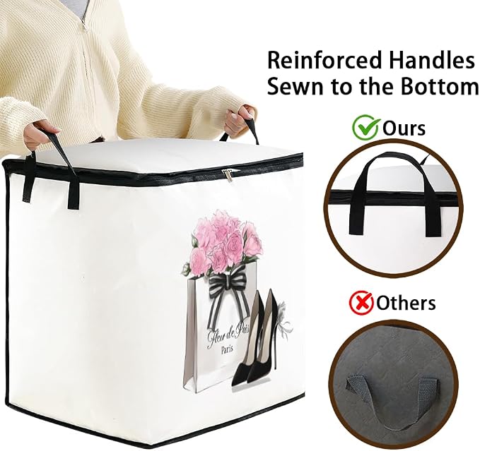 2pcs blanket storage bag for under bed,closet organizers 95L | clothing sweater sheet bedding comforter duvet quilt pillow toy storage bags with lids,dorm room essentials for containers