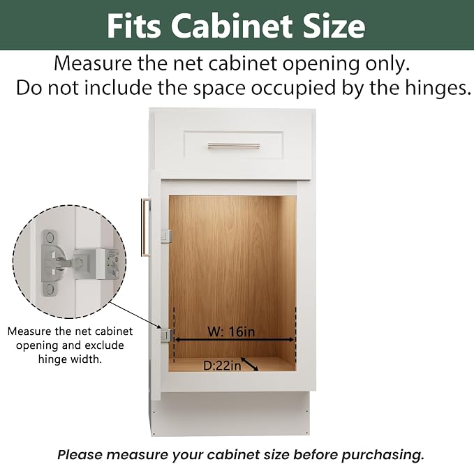LOVMOR 2 Tier Individual Pull Out Cabinet Organizer 15½" W x 21½" D, Slide Out Kitchen Cabinet Storage Sliding Shelves
