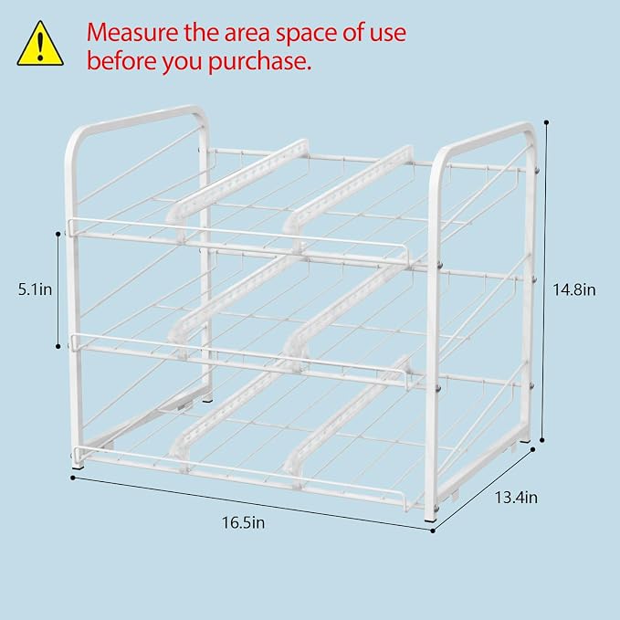 BTY Can Organizer for Pantry Stackable Can Rack Organizer 2 Pack Stacking Can Storage Dispensers 3 Tier Small Space Holds up to 36 Cans for Pantry, Kitchen, Cabinet White