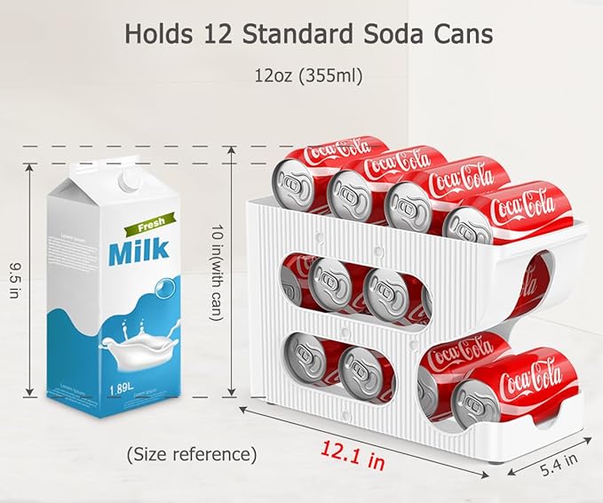 Sotfamily FIFO Soda Can Organizer for Pantry or Fridge, Holds 48 Cans | 4-Pack Automatic Rolling Drink Organizer for Fridge, Space-Saving Pop Can Dispenser/Holder/Storage/Container for Refrigerator