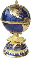 Big Globe Faberge Egg Trinket Box Jewelry Box Hand Painted Decorative Box with Hinged Lid Ring Earring Holder Easter Egg Collectible