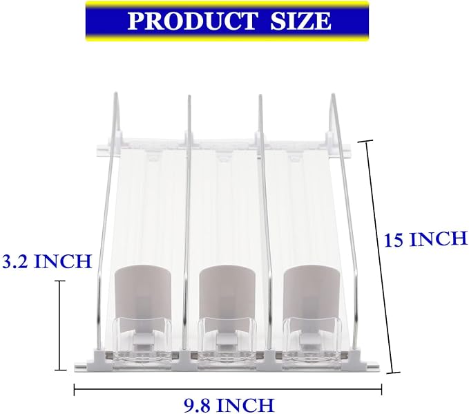 Drink Organizer for Fridge,Automatic Pusher Glide Soda Can Organizer for Refrigerator and Adjustable Width - Storage 15 Cans