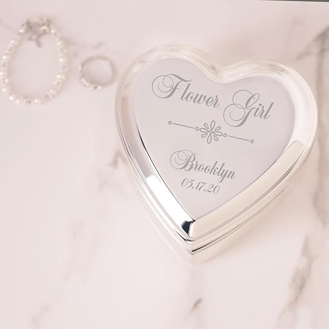 Cherished Moments Personalized Flower Girl Jewelry Box, Heart Keepsake