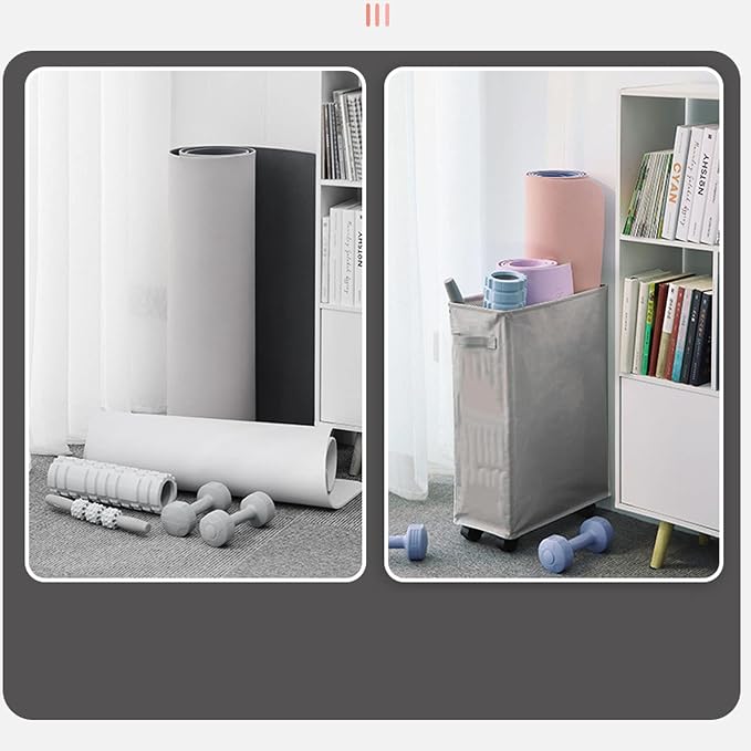 Rolling Slim Laundry Basket Foldable Sorter and Organizer on Wheels Tall Thin Dirty Laundry Hamper Basket Cloth Storage Bin for Household Sundries(Dark Gray)