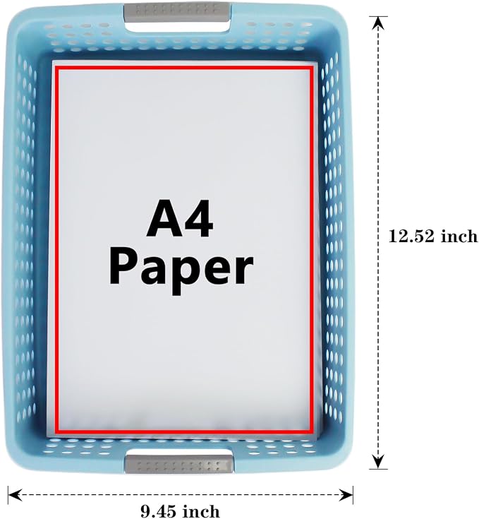 Soddeph A4 Paper Trays for Classroom with Grip Handles,Book Baskets for Library, Drawers, Office, Home,Desk,Turn in Trays Classroom Plastic Storage Baskets