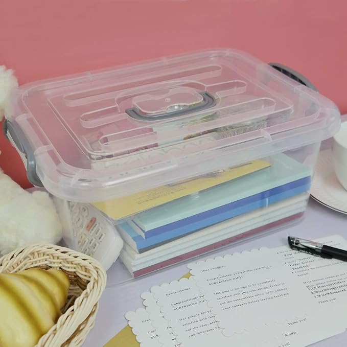 2 Packs Storage Bin with Lid, 8 Liter Plastic Box Set