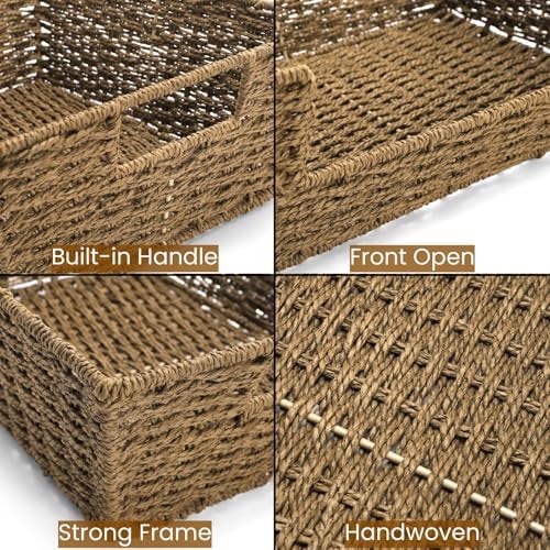 2 Pack Open Front Storage Baskets, Built-in Handles