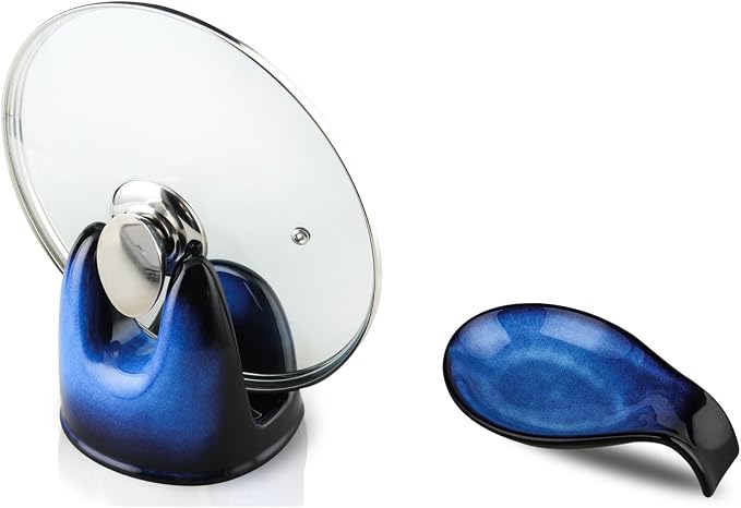 Nihow Pot Lid Holder and Spoon Rest for Kitchen Counter/Stove Top | Catch Water & Oil Drips,Stable & Secure,Heat Resistant,Easy to Clean & Dishwasher Safe,Space-Saving,Multi-Purpose Holder