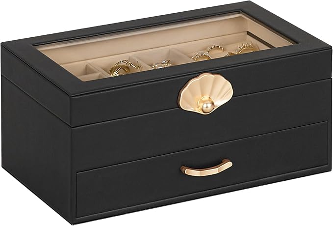 Enthralite Jewelry Box with 1 Drawers : Jewelry Display Organizer for Earrings Necklaces - Gift for Girls Women | Black