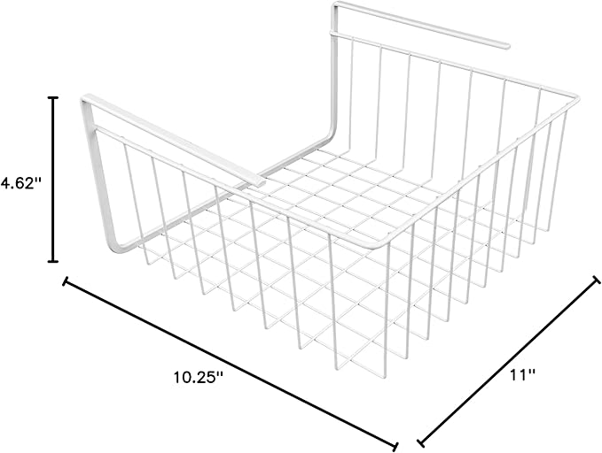 White Wire Under-Shelf Storage Basket, 11-Inch – Durable Organization Solution for Kitchen, Pantry, and Closet