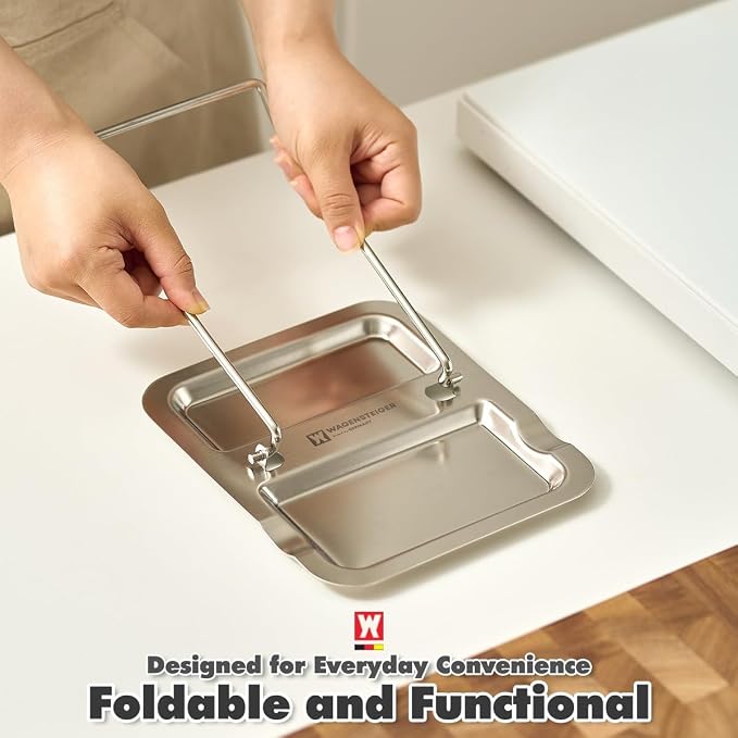 WAGENSTEIGER Foldable Stainless Steel Pot Lid Rest, Ladle Holder, Multifunctional Kitchen Organizer Stand, Easy Storage, Dishcloth Rack, Pan Lid Holder, Cooking Utensil Holder Organizer