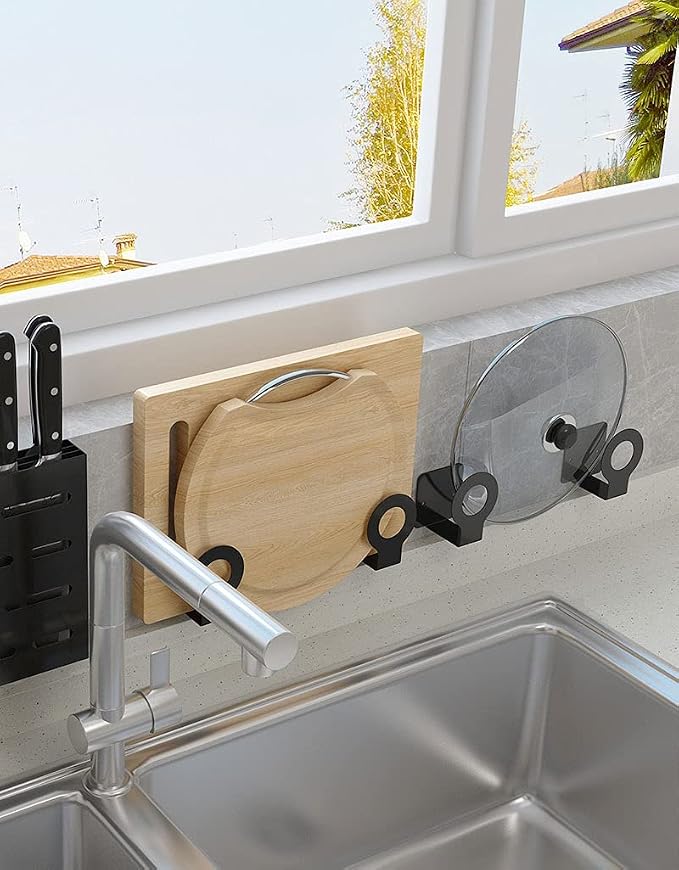 Kitchen Wall-Mounted Cutting Board Holder – Hanging Pot Lid Rack - Under Cabinet Cutting Board Hanger