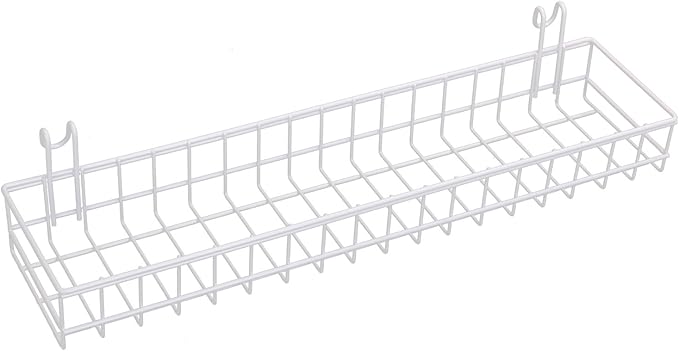 Kaforise Multipurpose Mesh Wall Metal Wire Basket, Grid Panel Hanging Tray, Wall Mount Organizer, Wire Storage Shelf Rack for Home Supplies, Wall Decor, Small Size, White Coated