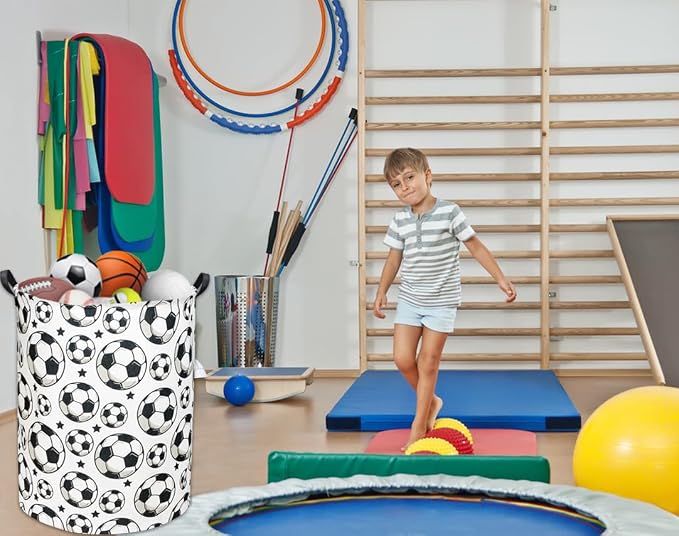 Kids Laundry hamper Baby Hamper for Nursery Boy and Girl Hamper Cute Kids Toys Storage Bin Organizer Soccer Room Decor for Home(Soccer)