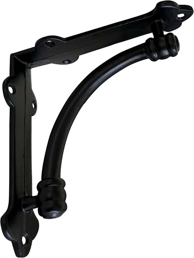 NACH Decorative Shelf Brackets, 4 Pack of 5.25 x 1.25 x 5.25 inch Black Cast Iron Shelf Brackets - Decorative Brackets for Mounting - Industrial Style Brackets